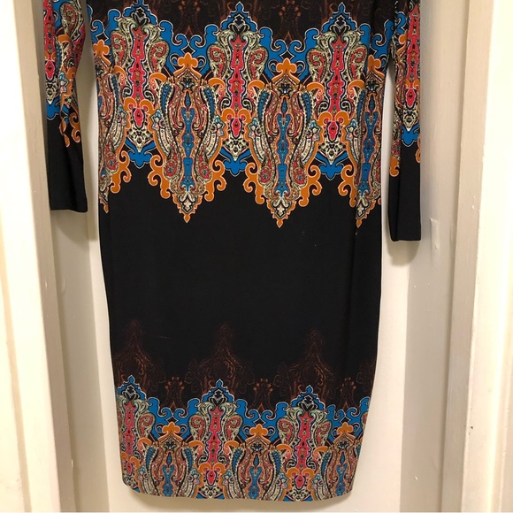 Carmen Carmen Marc Valvo W Size M  Crew Neck 3/4 Sleeve  M/Black Sheath Dress - Picture 9 of 11